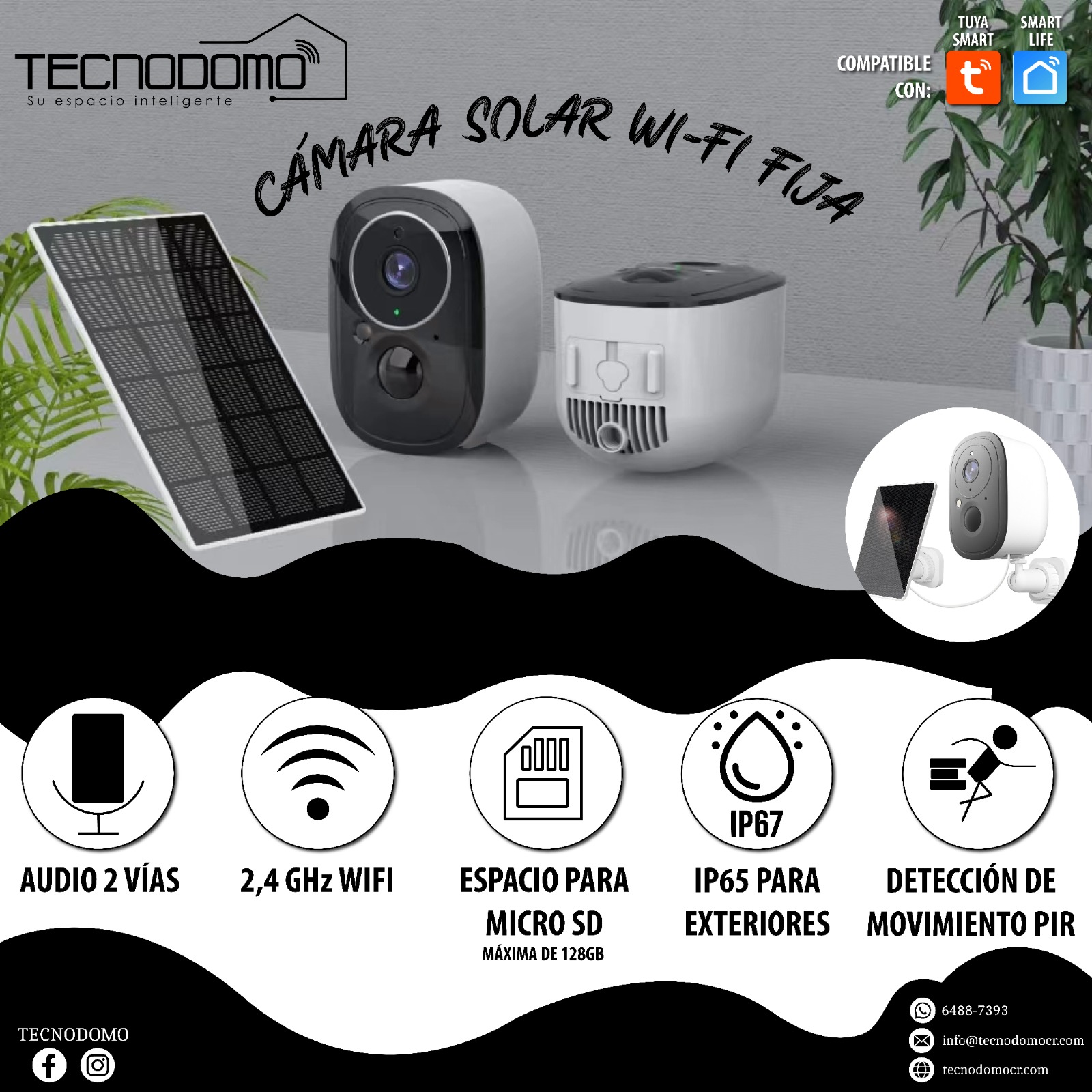 Cámara Solar Wi-Fi con panel solar incluido