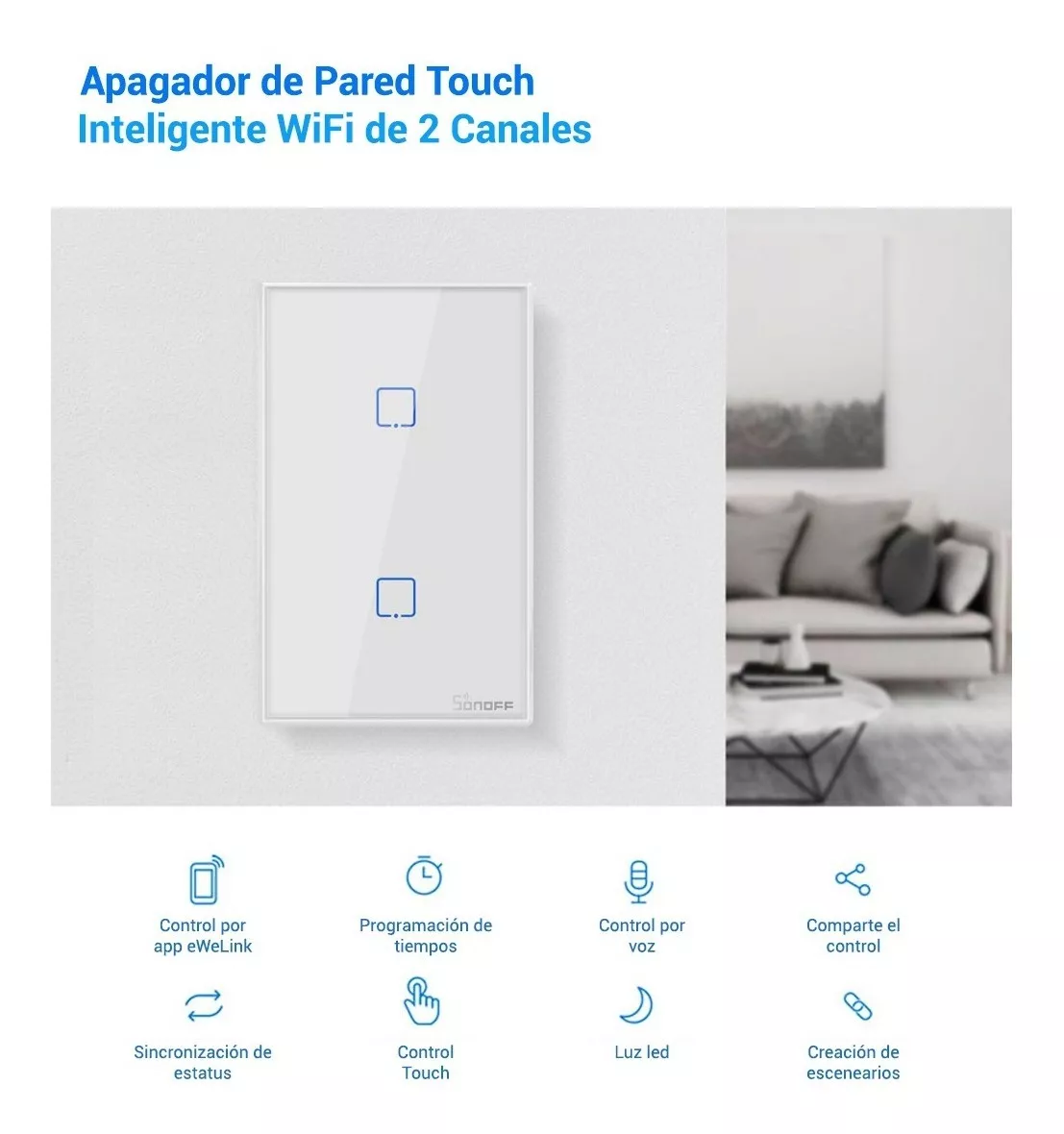 Apagador Sonoff TX Blanco T0US2C - Imagen 5
