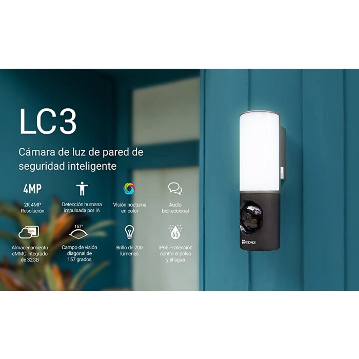 Cámara WiFi EZVIZ LC3 4MP Exterior con lámpara - Imagen 3