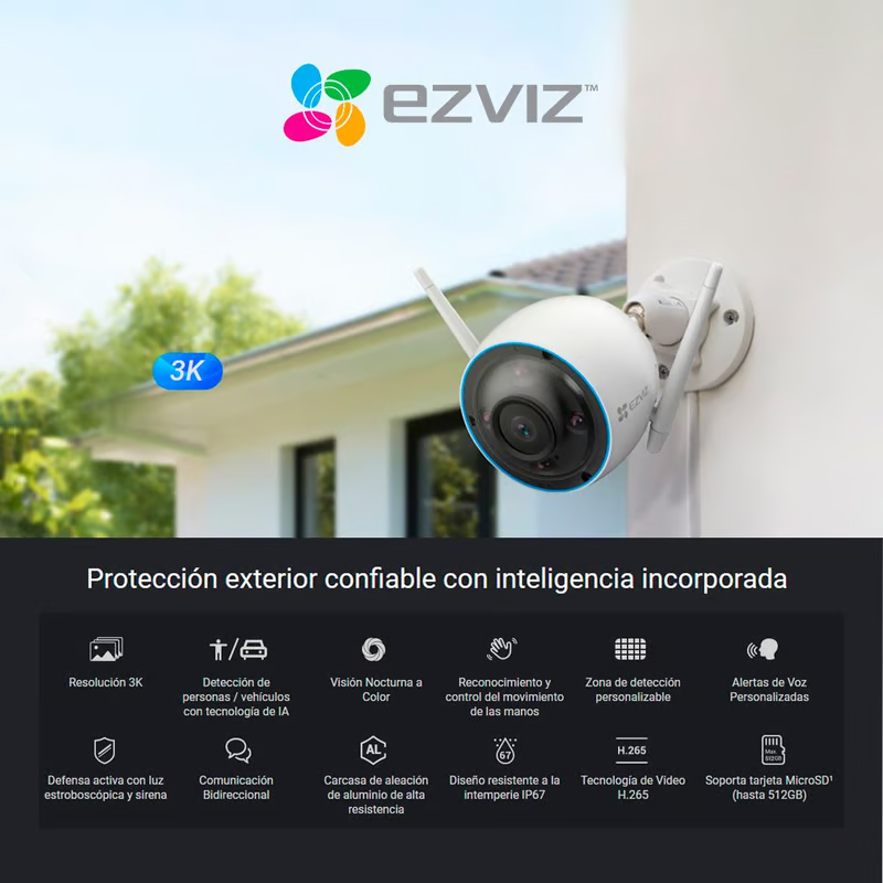 Cámara WiFi EZVIZ H3 3K Bullet Exterior - Imagen 2
