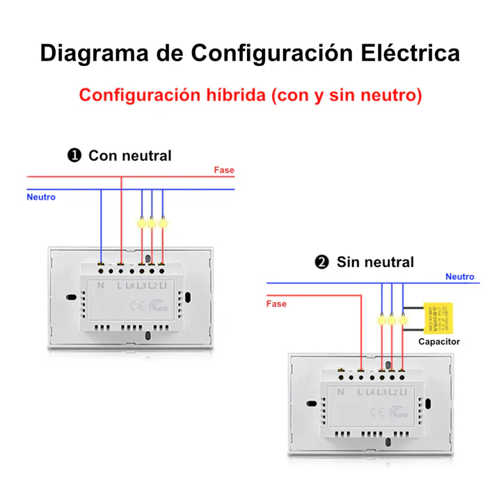 Apagador inteligente WiFi blanco de 2 canales Hibrido | Tuya Smart - SmartLife - Imagen 4