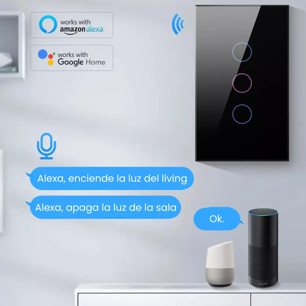 Apagador inteligente WiFi negro de 1 canal Hibrido | Tuya Smart - SmartLife - Imagen 6